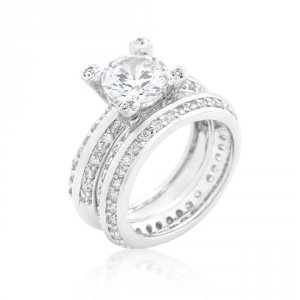 Icon J9453 Cubic Zirconia Round Cut Pave Ring Set (size: 05) R08295r-c