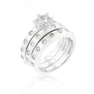 Icon J9523 Bezel Set Engagement Ring Set (size: 05) R08294r-c01-05