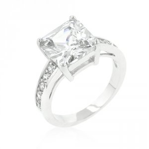 Icon J9764 Classic Princess Cut Raised Pave Engagement Ring (size: 08)