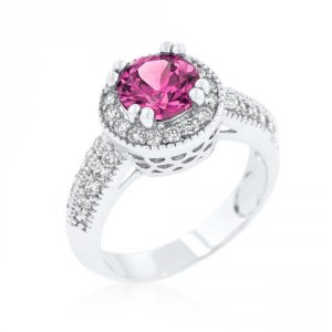 Icon J9820 Fuchsia Halo Engagement Ring (size: 06) R08226r-c15-06