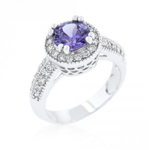 Icon J9900 Dark Purple Halo Engagement Ring (size: 05) R08226r-c20-05