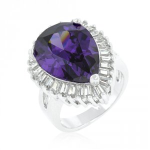 Icon J9932 Cubic Zirconia Purple And Clear Cocktail Ring (size: 05) R0