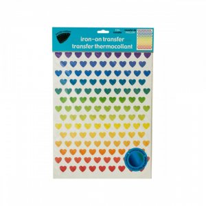 Bulk KL14264 Iron-on Foil Rainbow Hearts Transfers Set Gw250