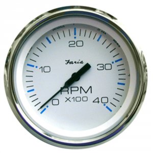 Faria 33842 Faria Chesapeake White Ss 4 Tachometer - 4,000 Rpm (diesel