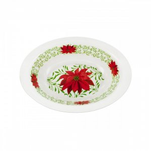 Bulk KL15458 Poinsettia Print Oval Bowl Sa613