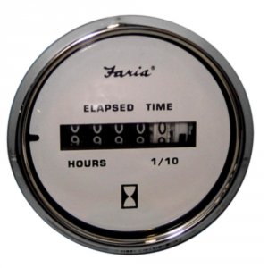 Faria 13813 Faria Chesapeake White Ss 2 Hourmeter (10,000 Hrs) (12-32 