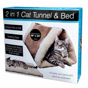 Bulk KL16535 2 In 1 Cat Tunnel  Bed With Heating Layer Ol832