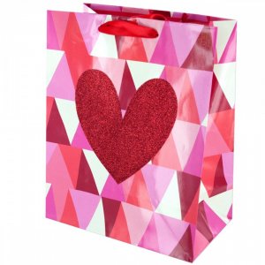 Bulk KL17508 Geometric Heart Valentine039;s Gift Bag Bh431