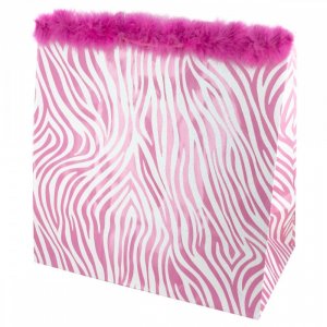 Bulk KL18326 Large Pink Zebra Glitter Gift Bag Bh467