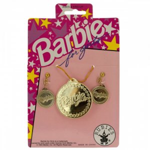 Bulk KL19056 Barbie For Girls Gold Earrings  Necklace Set Pc290