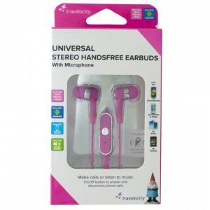 Bulk KL19396 Pink Travelocity Universal Stereo Handsfree Earbuds El752