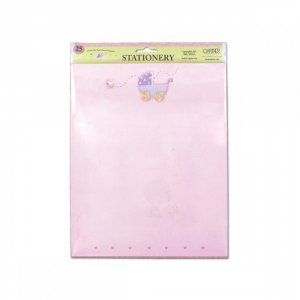 Bulk KL3532 25 Pack Baby Carriage Whearts Pink Stationery Op403