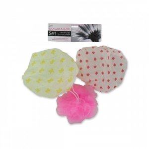 Bulk KL4681 Shower Cap And Body Scrubber Set Hs767