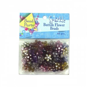 Bulk KL5179 60pc Sparkle Button Flower Beads Cn208