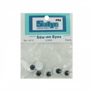 Bulk KL5295 6 Pc 12mm Sew-on Eyes Cn588