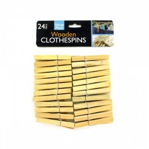 Bulk KL5793 24 Pack Wooden Clothespins Hw039