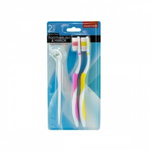 Sterling KL8575 2 Pack Toothbrushes With Dental Mirror Be194