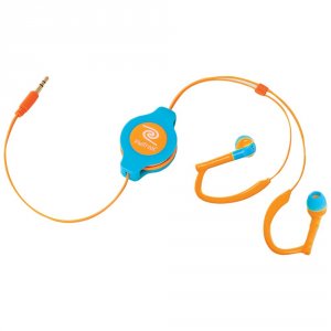 Retrak RA28547 Retractable Sports Wrap Earbuds (neon Blue And Orange) 