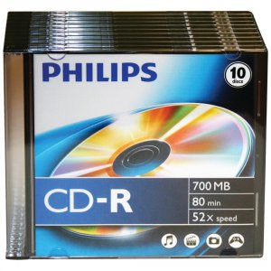 Philips RA29155 700mb 80-minute 52x Cd-rs With Slim Jewel Cases44; 10 