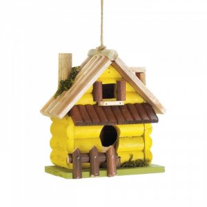 Songbird 10018415 Yellow Log Home Birdhouse