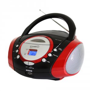 Supersonic SC-508-RED Portable Mp3cd Player With Usbaux Input  Amfm Ra