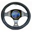 Goodyear GY-SWC1307 Dia 14.5-15.5 Black Leather Grey Suede Steering Wh