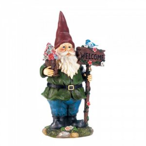 Summerfield 10018197 Solar Bluebird Gnome Welcome Statue