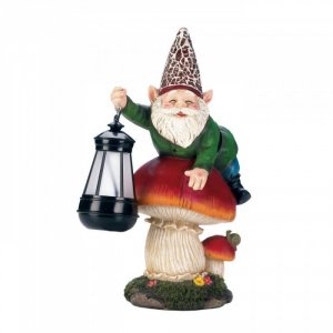 Summerfield 10018235 Gnome On Mushroom Solar Statue