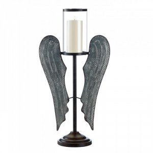 Gallery 10018374 Angel Wings Farmhouse Candle Holder