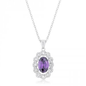 Icon J11698 Amethyst Oval Drop Necklace P50175r-c20