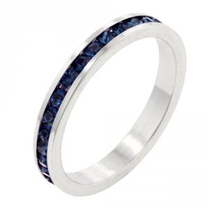 Icon J7942 Stylish Stackables With Montana Blue Crystal Ring (size: 05