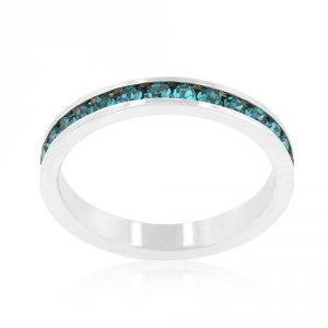 Icon J9089 Stylish Stackables With Turquoise Crystal Ring (size: 06) R