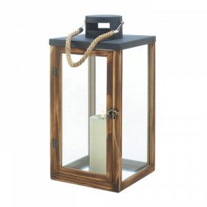 Gallery 10018492 Metal Top Wooden Lantern