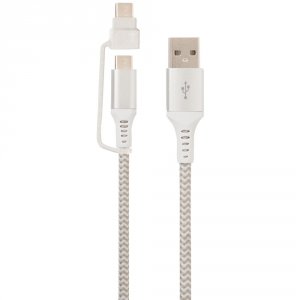 Helix RA49494 Usb-a To Usb-c Cable With Micro Usb Adapter44; 10ft (whi