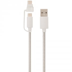 Helix RA49497 Usb-a To Usb-c Cable With Micro Usb Adapter44; 5ft (whit