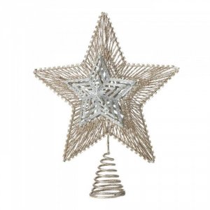 Christmas 10018484 Gold And Silver Star Tree Topper