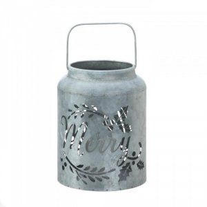 Christmas 10018549 Merry Galvanized Led Candle Lantern