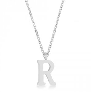 Icon J11795 Elaina Rhodium Stainless Steel R Initial Necklace P11456r-