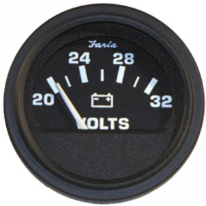 Faria VP0129 Faria Heavy-duty 2 Voltmeter (20-32 Vdc) (24 Vdc) - Black