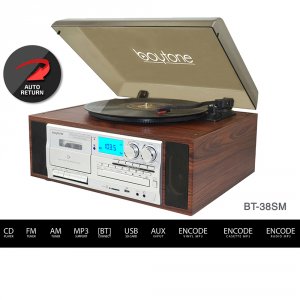 Boytone BT-38SM Bt-38sm, Bluetooth Classic Style Record Player Turntab