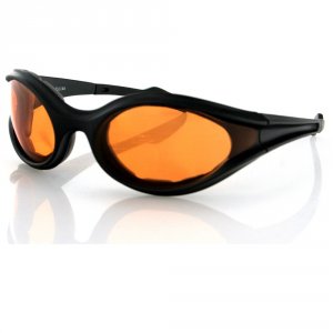 Bobster ES114A Foamerz Sunglass, Black Frame, Anti-fog Amber Lens