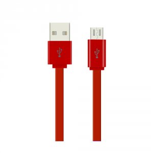 Motorola DC08-V9RD Reiko Flat Micro Usb Data Cable 3.2ft In Red