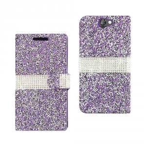 Htc DFC02-HTCONEA9PP Reiko  One A9 Jewelry Rhinestone Wallet Case In P