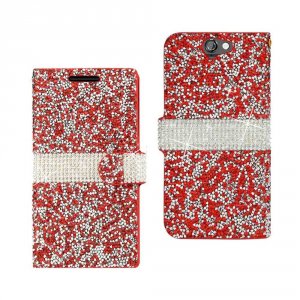 Htc DFC02-HTCONEA9RD Reiko  One A9 Jewelry Rhinestone Wallet Case In R