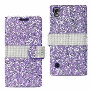 Lg DFC02-LGK6PPP Reiko  X Power K6 Diamond Rhinestone Wallet Case In P