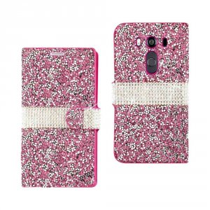 Lg DFC02-LGV10PK Reiko  V10 Jewelry Rhinestone Wallet Case In Pink