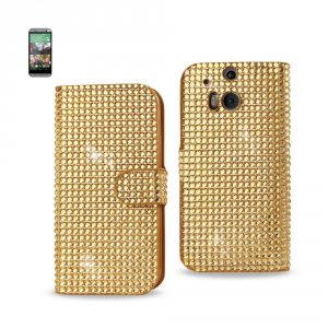 Htc DFC-HTCM8GD Reiko  One M8 Jewelry Diamond Rhinestone Wallet Case I