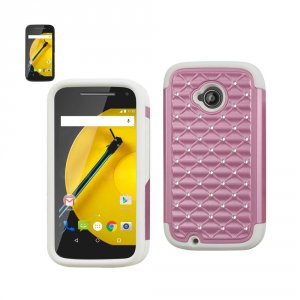 Motorola DSLCPC-MOTOE2WHPK Reiko  Moto E (2015) Hybrid Heavy Duty Jewe