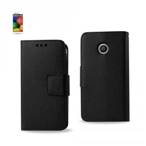 Motorola FC22-MOTMOTOEBK Reiko  Moto E 3-in-1 Wallet Case In Black