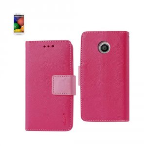 Motorola FC22-MOTMOTOEHPK Reiko  Moto E 3-in-1 Wallet Case In Hot Pink